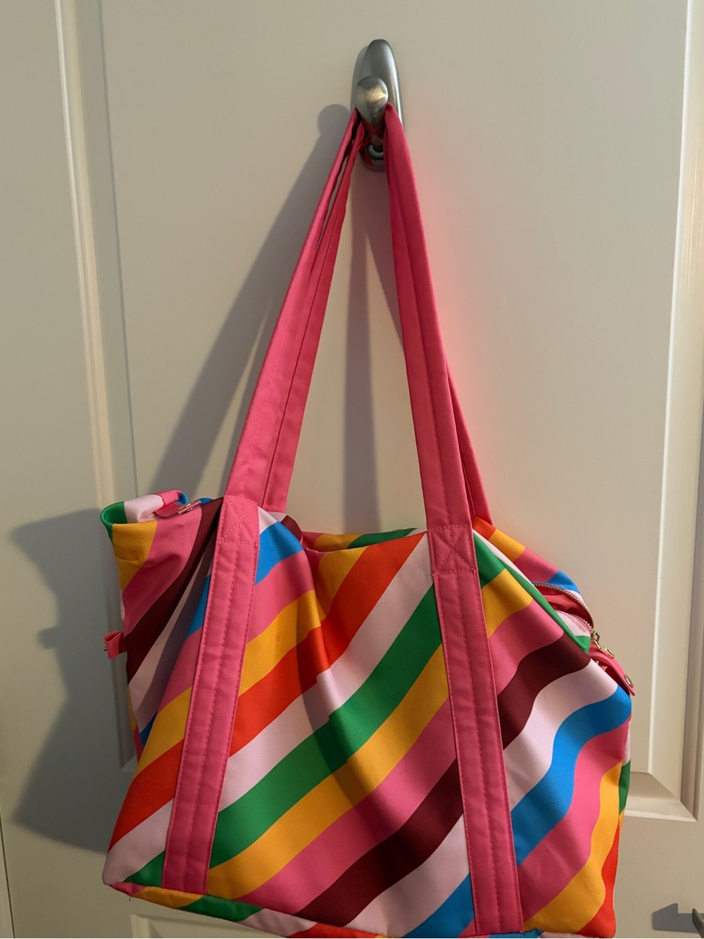 Pink Multicolor Stripe Tote Bag